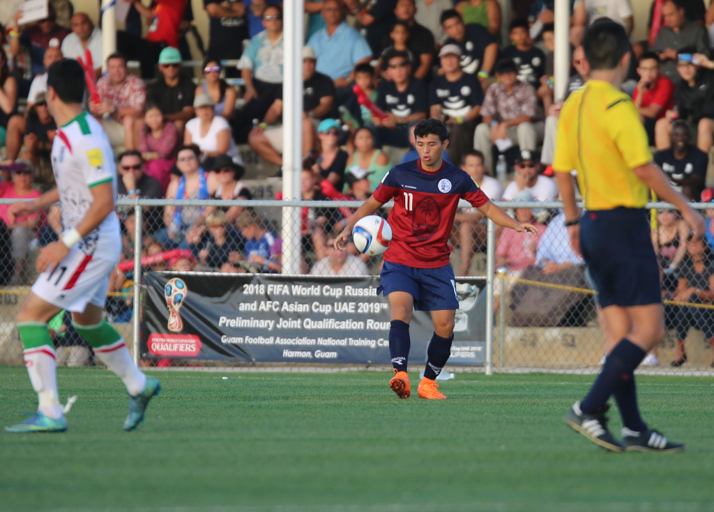 Guam Matao's Dylan Naputi controls the ball in a 2018 FIFA World Cup Russia and AFC Asian Cup UAE 2019 Joint Preliminary Qualification Round 2 match against I.R. Iran at the Guam Football Association National Training Center on Nov. 17, 2015. Naputi will play for VC Fusion, a team in the U.S. PDL, in Ventura, Calif. beginning in March.