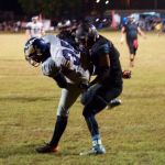 Raiders Jacob Torres catches a pass in the end zone to put the Raiders on the board. (photo by Joey Blas)