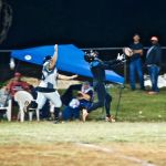 Angels WR Ysu Mendiola reaches out and tries to catch a pas the was overthrown down the sideline.(photo by Joey Blas)