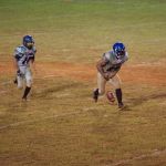 Raiders Hosea Ware fumbles the punt to start the second half of the championship game.(photo by Joey Blas)