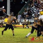 JFK Islander's Andrew Perez passes deep to grab another complete pass. (Photo by Michael Blas)