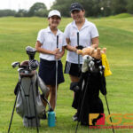 Mailani Matsuno, left, and Yuri Choi, right, play for the St. Johns Knight's varsity golf team. St. Johns Knights faced off against Majesty Christian Academy in the 2018 IIAAG HS golf match hosted at Mangilao Golf Club. (Photo by Michael Blas)