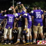 The George Washington Geckos get hyped up for their game against the Guam High Panthers in the 2018 IIAAG high school football semifinals. (Photo by Michael Blas)