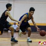 GW Geckos Josh Sebastian dribbles his way past the FD Friar defender. (Photo by Michael Blas)