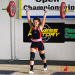 Erika Camacho on her third attempt at 73kg at the Guam Weightlifting Open Championship. (Photo by Michael Blas)