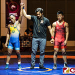 Lowe Bingham defeats Lynch Santos via major decision in the 2019 United Word Wrestling Oceania Championship help at Leo Palace on Sunday April 21, 2019. (Photo by Michael Blas)