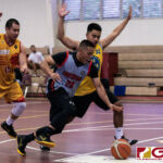 Southerns Roque Charfarous drives towards the net while Paradise Phoenix Sons defender keeps the pressure on him. (Photo by Michael Blas)