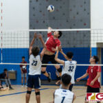 St. John's Knights Haram Kim goes in for the kill off the assist from Luke Kim. (Photo by Michael Blas)