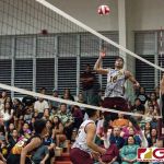FD Friars Aiden McDonald loads up for the kill shot late in the second set. (Photo by Michael Blas)