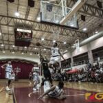 St. Paul Warriors Xander Sanchez denies the shot from BMS Roadrunner Ashley Manipon (photo by Bout It Productions)