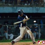 Braves George Pecina takes a cut in the 6th inning. (Photo by Michael Blas)