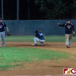 The Braves infield walks off the field after getting the last out in the 7th. (Photo by Michael Blas)
