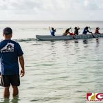 Guam Women's Va'a Team sail out at Matapang Beach in preparation for the 2019 Pacific Games Samoa. (Photo by Michael Blas)
