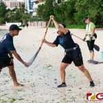 Guam Women's Va'a Team training at Matapang Beach in preparation for the 2019 Pacific Games Samoa. (Photo by Michael Blas)