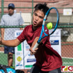 Mason Caldwell and Jack Son faced off against Camden Camacho and Jake Delaney in a 2019 ITF World Tennis Tour Doubles match held at Hilton Guam Resort and Spa Tennis Courts. (Photo by Michael Blas)