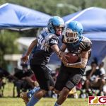 Hal's Angels Noah Medler takes the handoff from Alex Sojo. (photo by Bout It Productions)