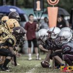 The Guahan Eagles & The Barrigada Crusaders Manhas Division faceoff on the field for the first time in the 2019 GNYFF Matchup. (photo by Bout It Productions)