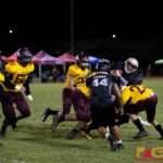 The Father Duenas Friars & The Simon Sanchez Sharks meet in the 2019 IIAAG High School Football Semifinals on Oct. 18, 2019. (photo by Bout It Productions).