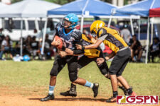 The Guam Eagles and The Hals Angels Matuas hit the gridiron on Oct. 27, 2019 for a chance to get to the championship game. (photo by Bout It Productions.)