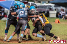 The Guam Eagles and The Hals Angels Matuas hit the gridiron on Oct. 27, 2019 for a chance to get to the championship game. (photo by Bout It Productions.)