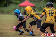 The Guam Eagles and The Hals Angels Matuas hit the gridiron on Oct. 27, 2019 for a chance to get to the championship game. (photo by Bout It Productions.)