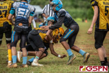 The Guam Eagles and The Hals Angels Matuas hit the gridiron on Oct. 27, 2019 for a chance to get to the championship game. (photo by Bout It Productions.)