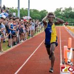 GW Gecko Terrance Johnson finishes first overall with a time of 16:35. (Photo by Michael Blas)