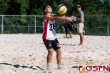 FD Friar Thomas Moylan passes the ball midway into the first set of the match. (Photo by Michael Blas)