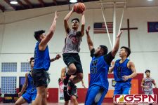 The St. Paul Warriors continue their win streak in the 2020 GSPN Preseason Boys Basketball Tournament as they defeat the Simon Sanchez Sharks 82-52. (Photo by Michael Blas)