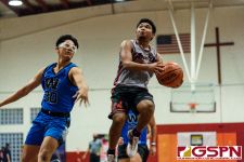 The St. Paul Warriors continue their win streak in the 2020 GSPN Preseason Boys Basketball Tournament as they defeat the Simon Sanchez Sharks 82-52. (Photo by Michael Blas)