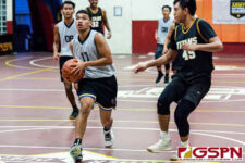 ND Royals Brandon Cruz runs down the paint for two points on the fast break. (Photo by Michael Blas)