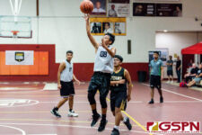 ND Royal Shawn Lamparelo floats in two points in the third quarter of the game. (Photo by Michael Blas)