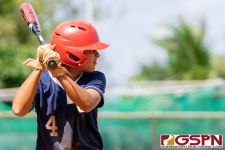 Guam's Zavier Camacho gets set at bat in the third inning. (Photo by Michael Blas)