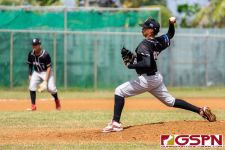 New Zealand's Emile Nel loads up for a pitch in the second inning. (Photo by Michael Blas)