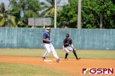 Guam's Nolan Babuata makes it back to second base safely. (Photo by Michael Blas)