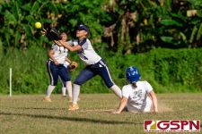 Southern Dolphin Sierra Reyes slides into second base safely. (Photo by Michael Blas)