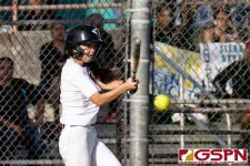 A Southern Dolphins player connects on the ball in the third inning. (Photo by Michael Blas)