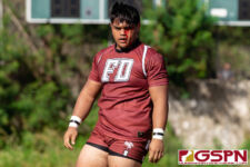 FD Friar Aiden Bordallo exits the game in the first half after recieving a cut inside of a maul. (Photo by Michael Blas)