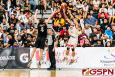 Guam's JP Cruz gets a three point shot off over New Zealand's Taylor Britt. New Zealand defeated Guam 113-94 in the FIBA Asia Cup 2021 Qualifiers match. (Photo by Michael Blas)