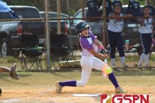 Gecko Savannah Grant makes contact on her first at bat which led to an in the park home run.