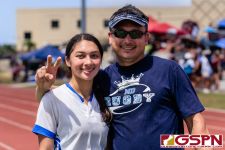 ND Royal Gia Camacho and father pose after winning the championship in double overtime. (Photo by Michael Blas)