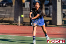 The High School Girls Tennis Doubles finished quarterfinals play late Tuesday afternoon, March 3, 2020, at Tamuning courts. (Photo by Michael Blas)