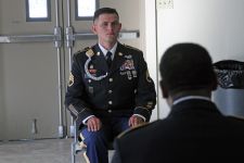 The California Army National Guard’s Staff Sgt. Joey J. Gogue, a Santa Rosa, California resident with Guam heritage, gets reviewed by Command Sgt. Maj. Andraus L. Williams, command sergeant major, 49th Military Police Brigade, during the 49th’s 2020 Best Warrior Competition (BWC) Aug. 8-12, 2020, at Camp Roberts, California. Gogue represented Cal Guard’s 579th Engineer Battalion Forward Support Company. He earned top noncommissioned officer honors, besting a field of 12 competitors, and will represent the 49th at the state-level BWC in November. If he wins again, Gogue will represent California in National Guard Bureau’s Regional BWC, where he will compete against top NCOs from Hawaii, Nevada, Colorado, Arizona, New Mexico, Utah and Guam. Guam was to host this year’s Regional BWC, but the coronavirus pandemic halted the May event. (U.S. Army National Guard photo by Staff Sgt. Eddie Siguenza)