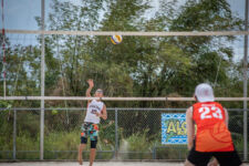 The St. John's Knights took on FD's Gold Team Saturday in a busy day of action at the GFA Sand Courts in Harmon. (photo by Raine Delos Reyes)