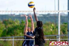 The IIAAG Girls Beach Volleyball Tournament is underway at GFA as the Guam High Panthers faced off against the Harvest Eagles. (Photo by Michael Blas)