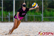 The IIAAG Girls Beach Volleyball Tournament is underway at GFA as the St. John's Knights Red faced off against the St. John's Knights Black. (Photo by Michael Blas)