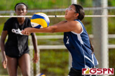 The IIAAG Girls Beach Volleyball Tournament is underway at GFA as the Guam High Panthers faced off against the Harvest Eagles. (Photo by Michael Blas)