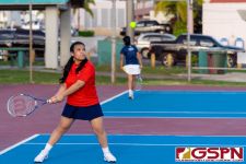 The St. John's Knights faced off against the Academy Cougars Tuesday afternoon at Tamuning Courts in IIAAG Tennis. (Photo by Michael Blas)