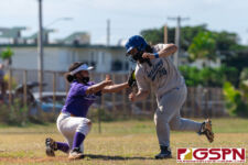 GW Gecko Sophia Cruz outs Academy Cougar Olivia Salas to end the top of the 7th inning. (Photo by Michael Blas)