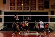 The FD Friars finished the season unbeaten, winning their final game over the home team St. John's Knights in four sets. (photo by Omar Nobuo)